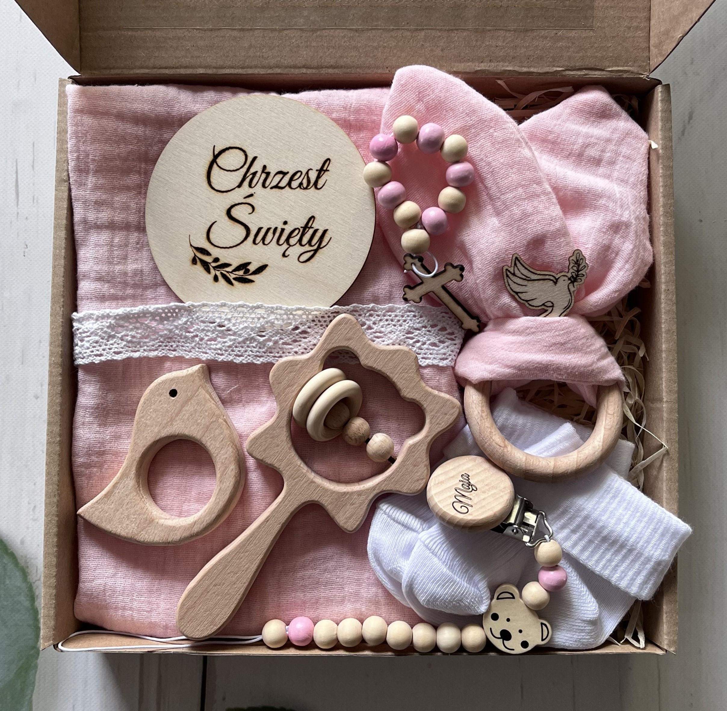 Prezent na chrzest dla dziewczynki pamiątka chrztu gift box grawer