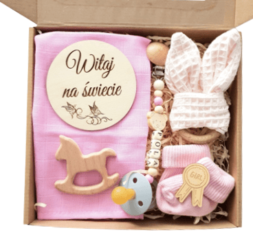 Prezent dla niemowlaka Gift Box Baby Shower muślin