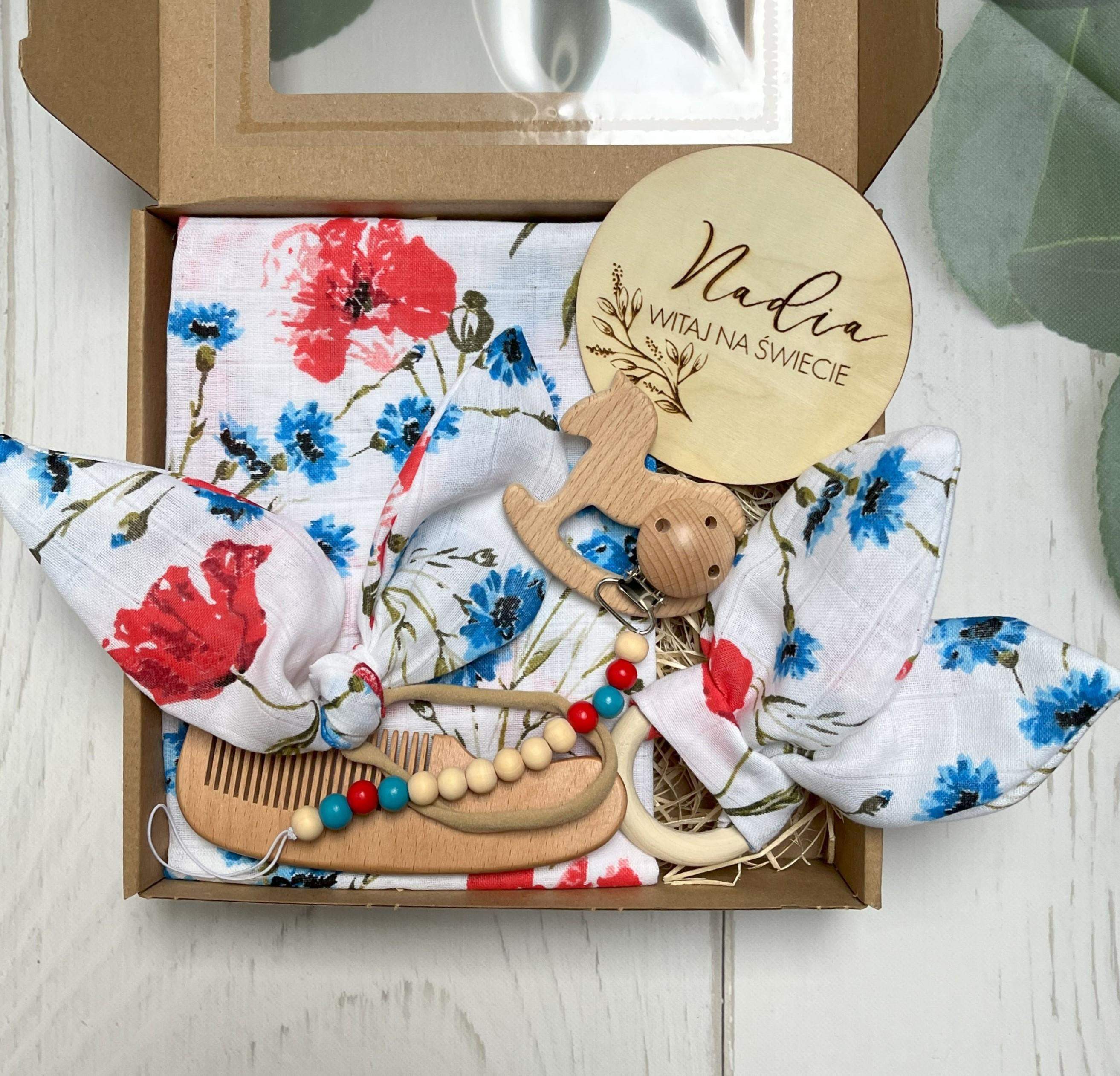 Prezent dla niemowlaka Polne Maki z okazji narodzin lub baby shower